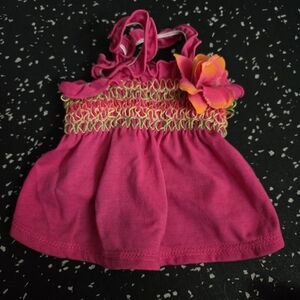 XS Pink Dog / Puppy Dress with Floral Accent